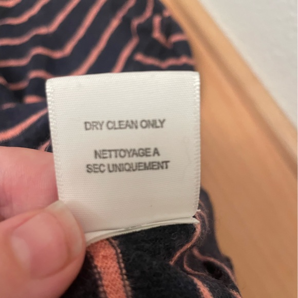 Joie 3/4 Sleeve Navy and Peach Striped Sweater - Picture 4 of 4